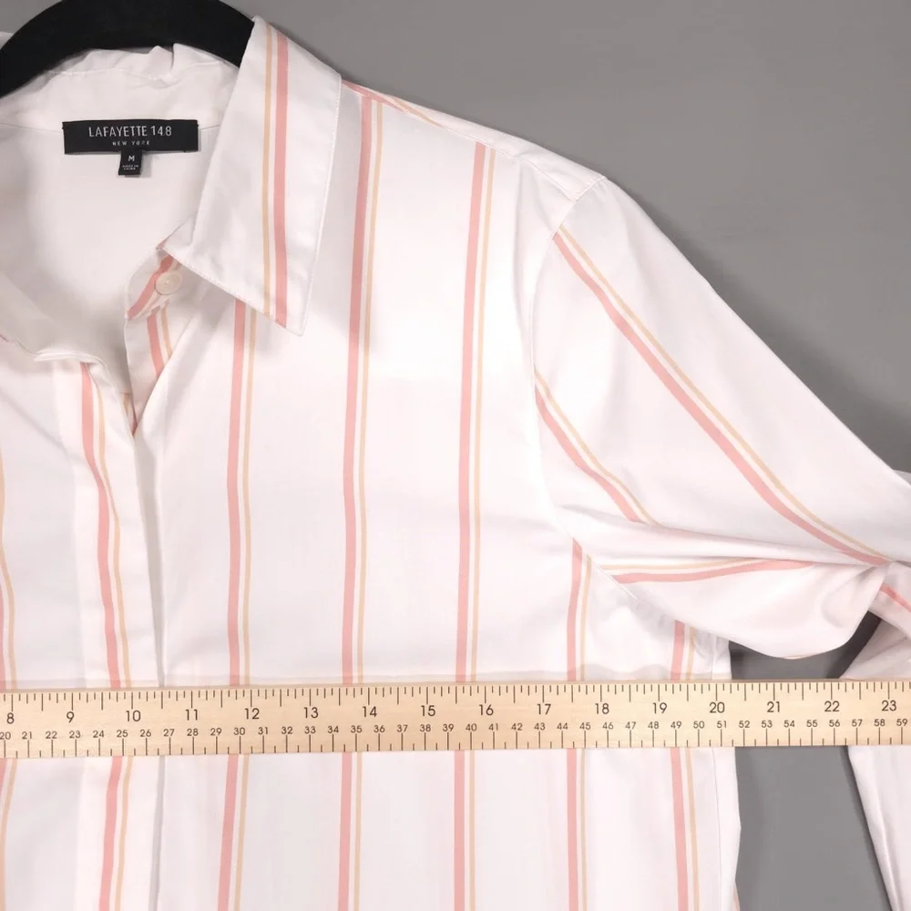 LAFAYETTE 148 NEW YORK Women’s Velma LS Skylark Striped Button-Front‎ MEDIUM - Picture 5 of 11